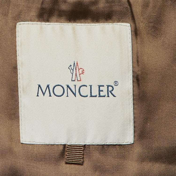 Pre Owned Moncler Grey Wool Satin Trim Down Jacket M