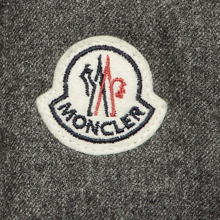 Pre Owned Moncler Grey Wool Satin Trim Down Jacket M