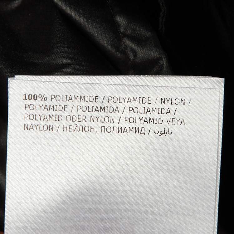 Pre Owned Moncler Black Logo Print Nylon Long Jacket S