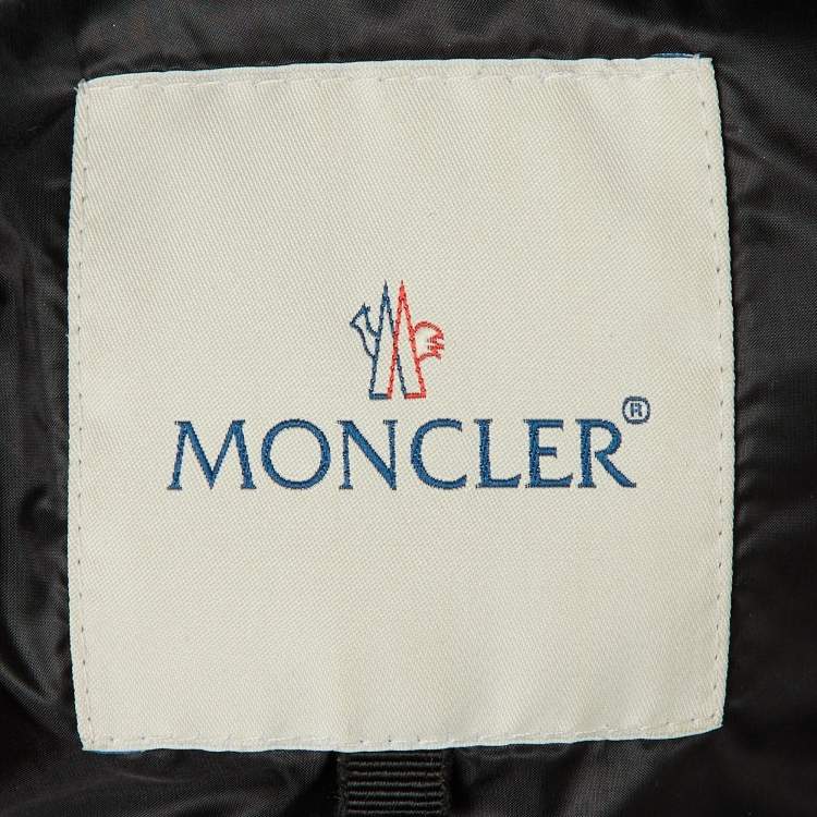 Pre Owned Moncler Black Embellished Trim Nylon Puffer Down Jacket L