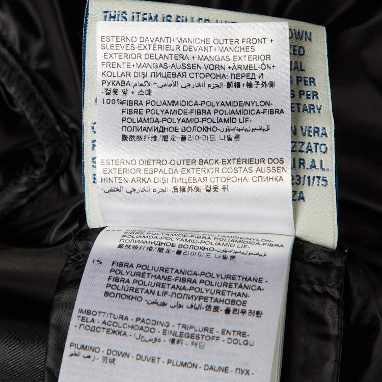 Pre Owned Moncler Black Embellished Trim Nylon Puffer Down Jacket L
