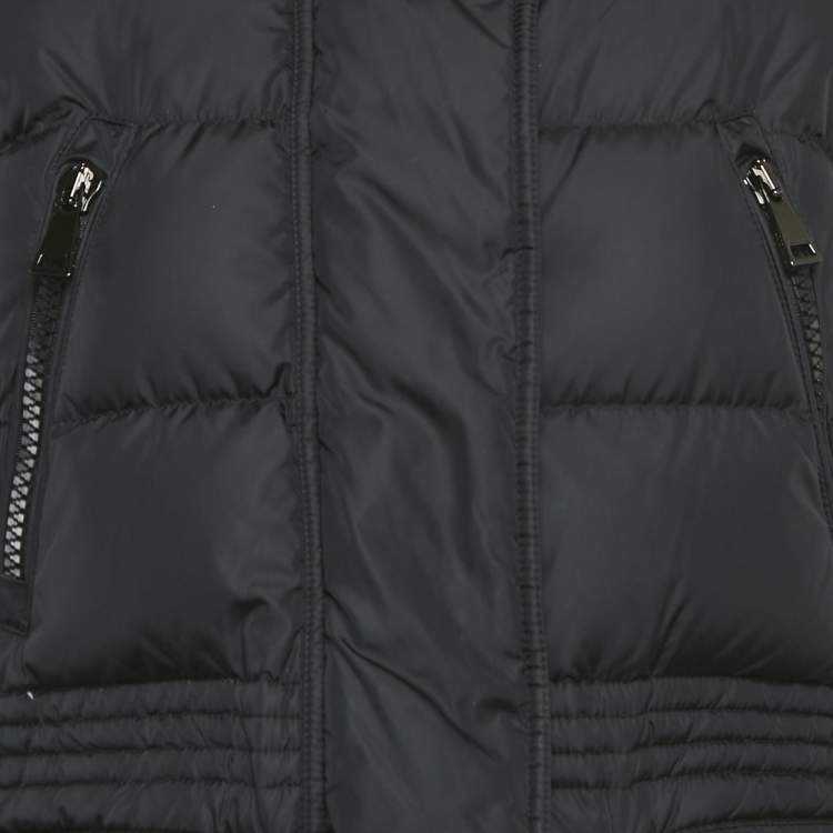 Pre Owned Moncler Black Sherlyn Trim Nylon Aphroti Long Down Jacket M