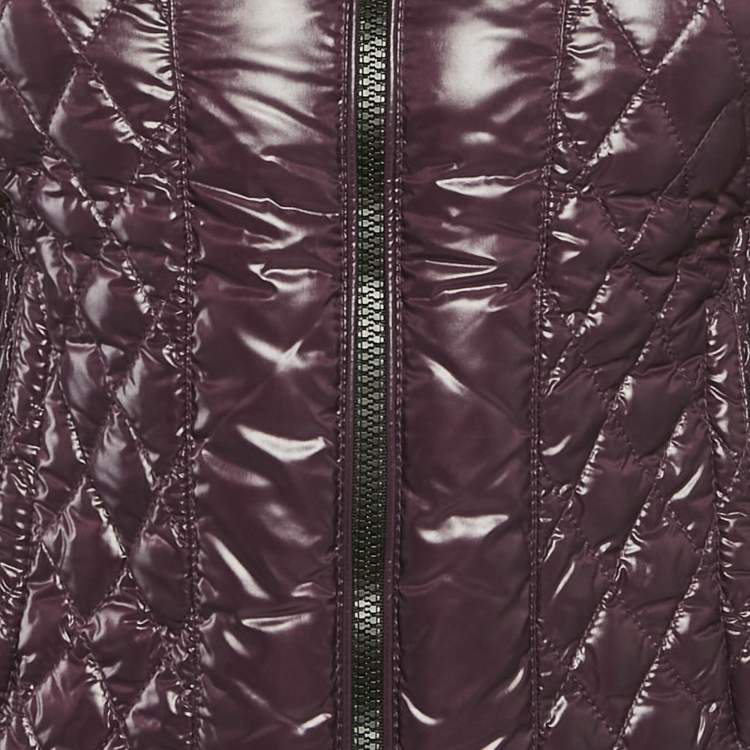 Pre Owned Moncler Purple Synthetic Short Biker Jacket M