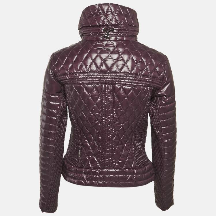 Pre Owned Moncler Purple Synthetic Short Biker Jacket M