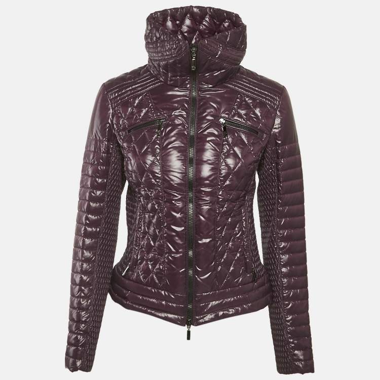 Pre Owned Moncler Purple Synthetic Short Biker Jacket M