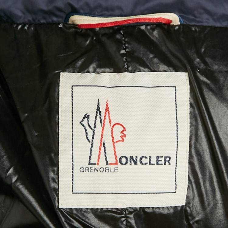 Pre Owned Moncler Blue Nylon Puffer Real Fur Down Jacket M