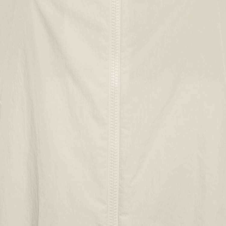 Pre Owned Moncler Off White Logo Applique Synthetic Euridice Zip-Up Jacket XS