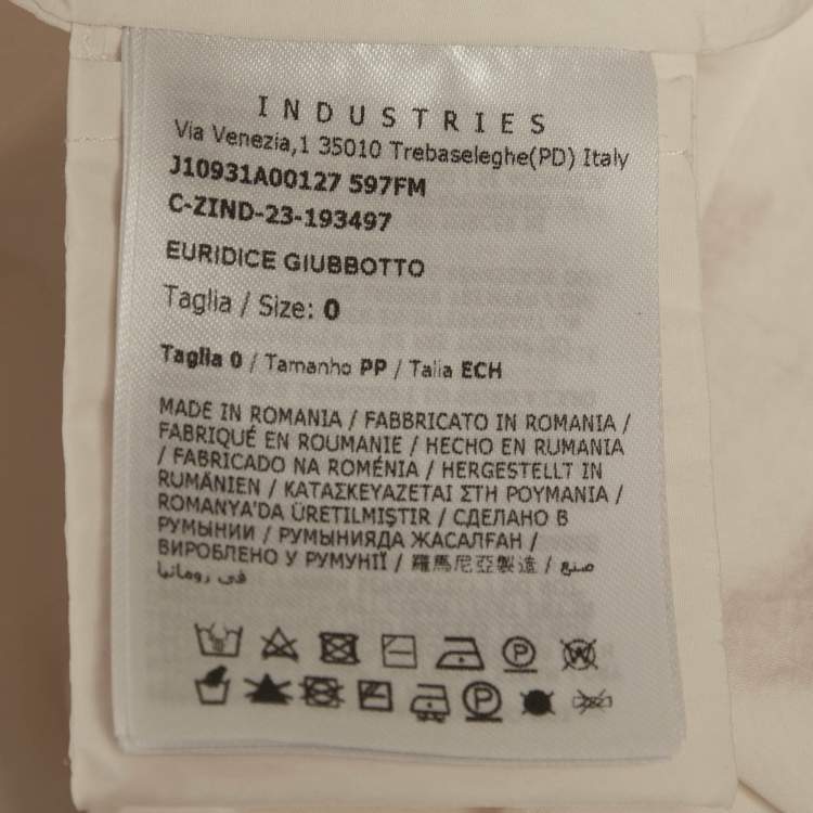 Pre Owned Moncler Off White Logo Applique Synthetic Euridice Zip-Up Jacket XS