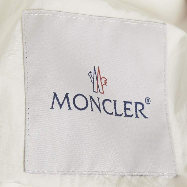Pre Owned Moncler Off White Logo Applique Synthetic Euridice Zip-Up Jacket XS