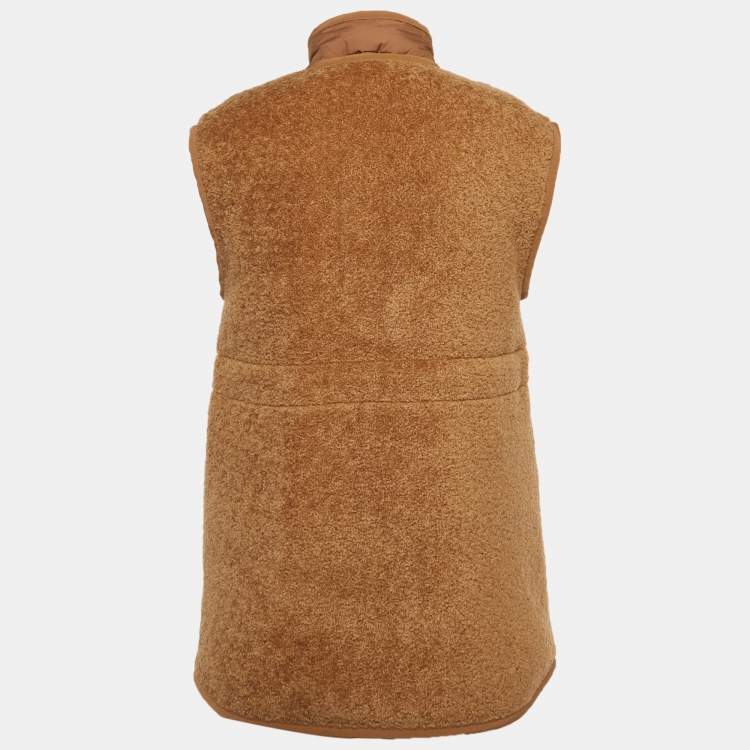 Pre Owned Moncler Brown Shearling Bost Teddy Down Vest S