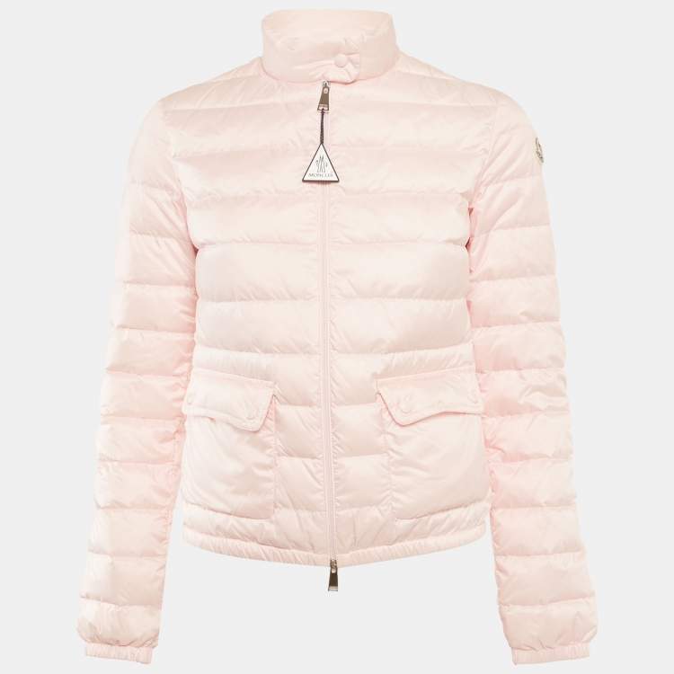 Pre Owned Moncler Light Pink Synthetic Lans Down Jacket XS