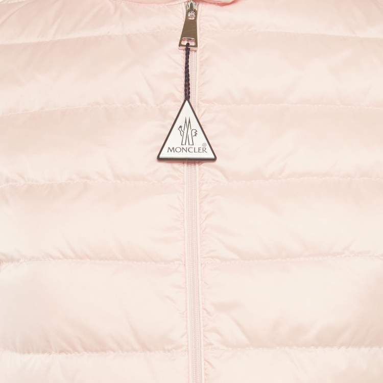 Pre Owned Moncler Light Pink Synthetic Lans Down Jacket XS