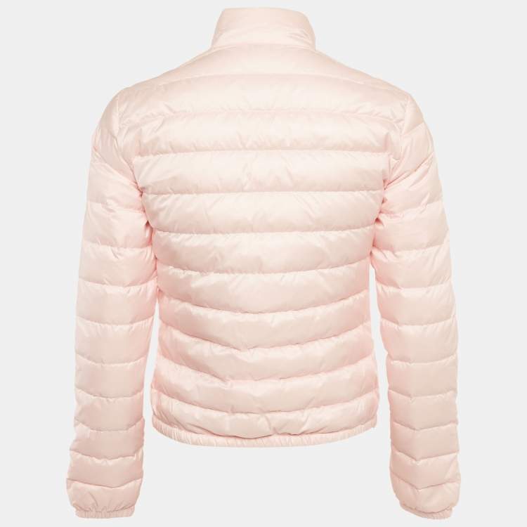 Pre Owned Moncler Light Pink Synthetic Lans Down Jacket XS