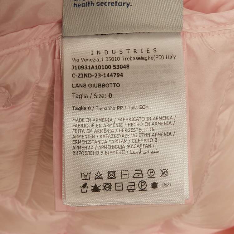 Pre Owned Moncler Light Pink Synthetic Lans Down Jacket XS