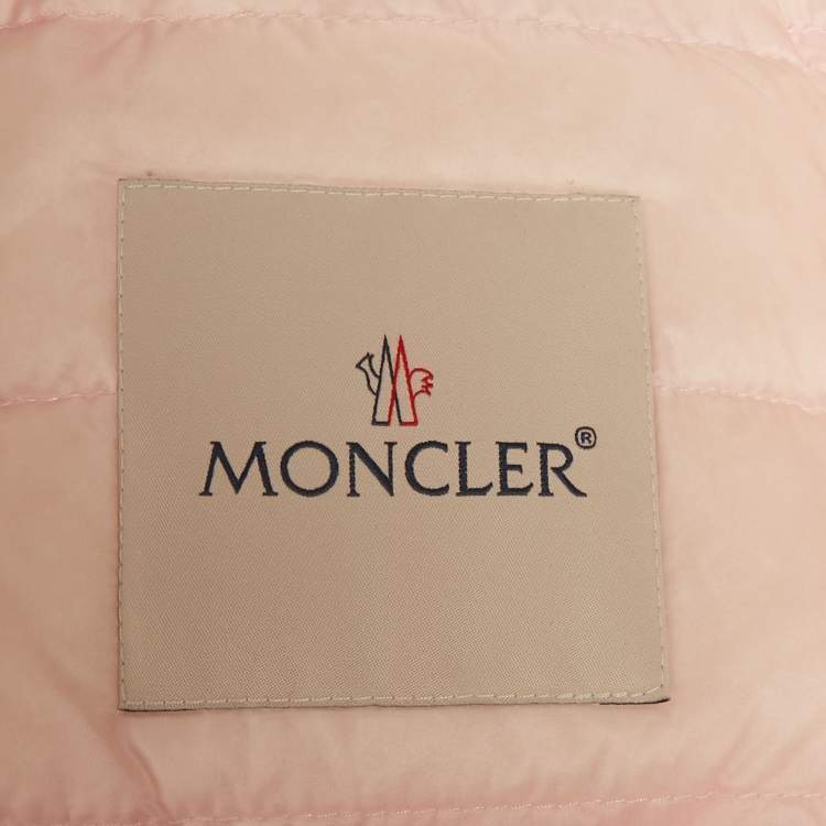 Pre Owned Moncler Light Pink Synthetic Lans Down Jacket XS