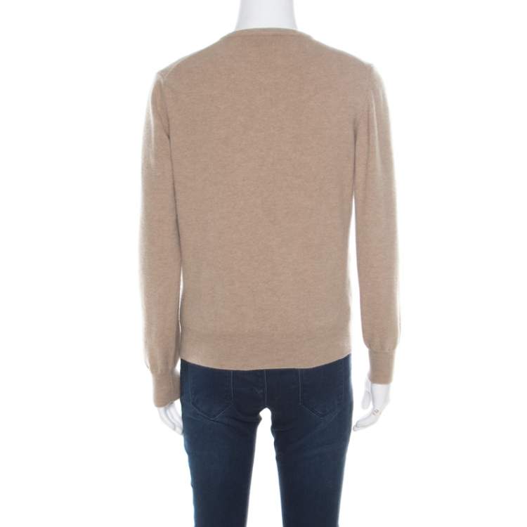 Pre Owned Moncler Beige Wool V-Neck Sweater XL