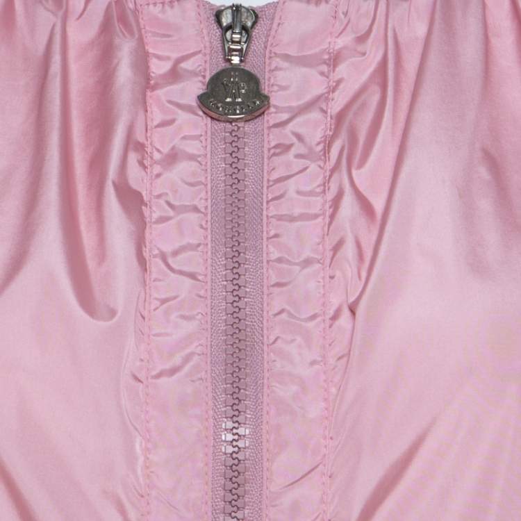 Pre Owned Moncler Pink Layered Zip Front Lightweight Bomber Jacket XL