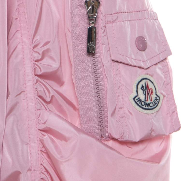 Pre Owned Moncler Pink Layered Zip Front Lightweight Bomber Jacket XL