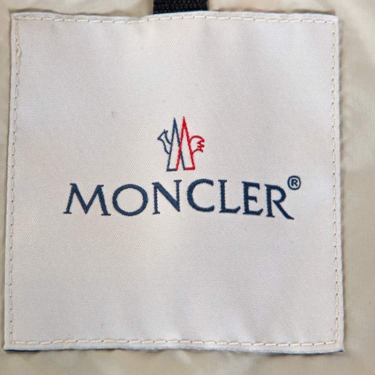 Pre Owned Moncler Cream Embellished Nylon Bomber Jacket M