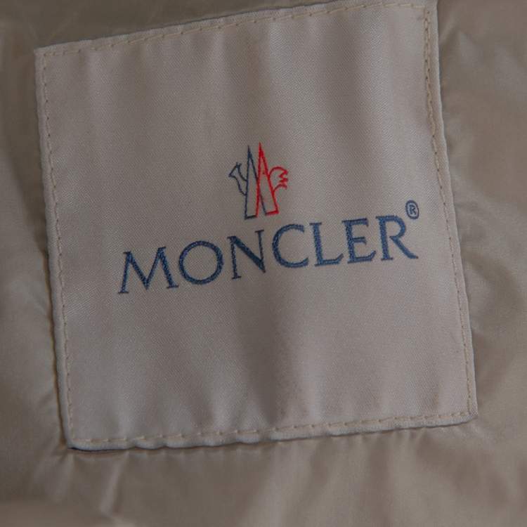 Pre Owned Moncler Beige Down Quilted Light Weight Hooded Barbel Coat S