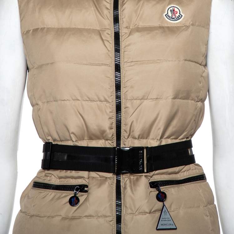 Pre Owned Moncler Beige Synthetic Padded Gaelle Vest XS 