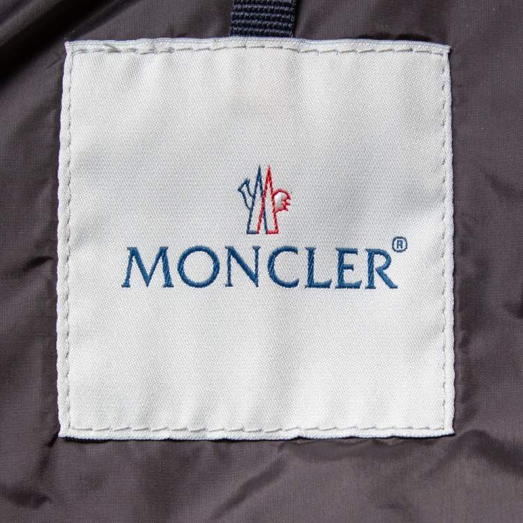 Pre Owned Moncler Grey Synthetic Fur Lined Belted Hooded Puffer Jacket M