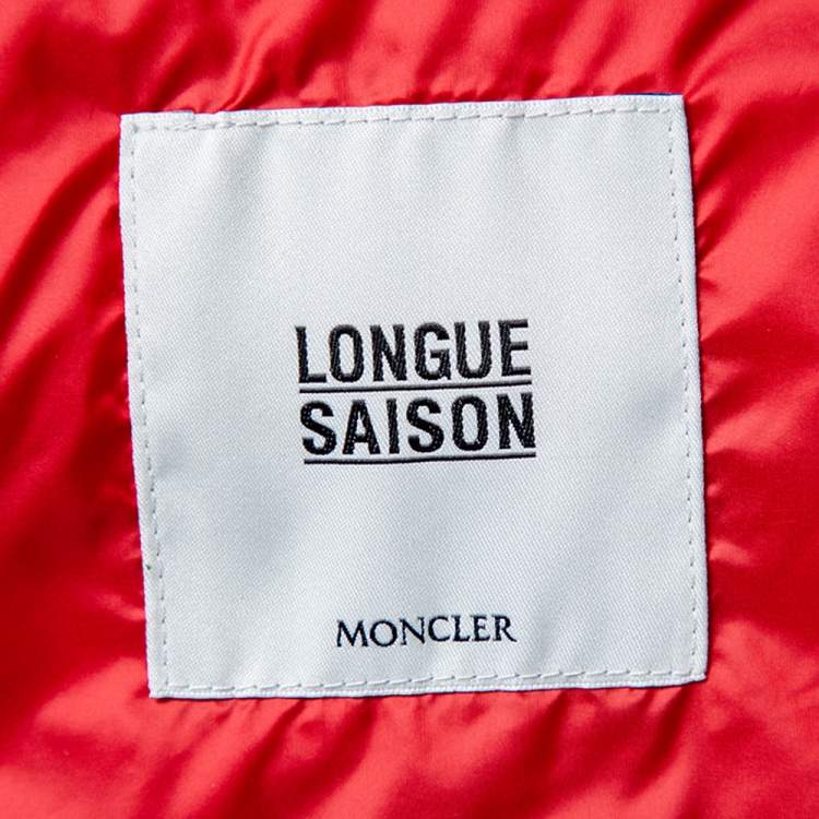 Pre Owned Moncler Red Synthetic Quilted Hooded Jacket XL