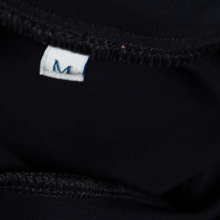 Pre Owned Moncler Navy Blue Logo Printed Knit Pantalone Leggings M