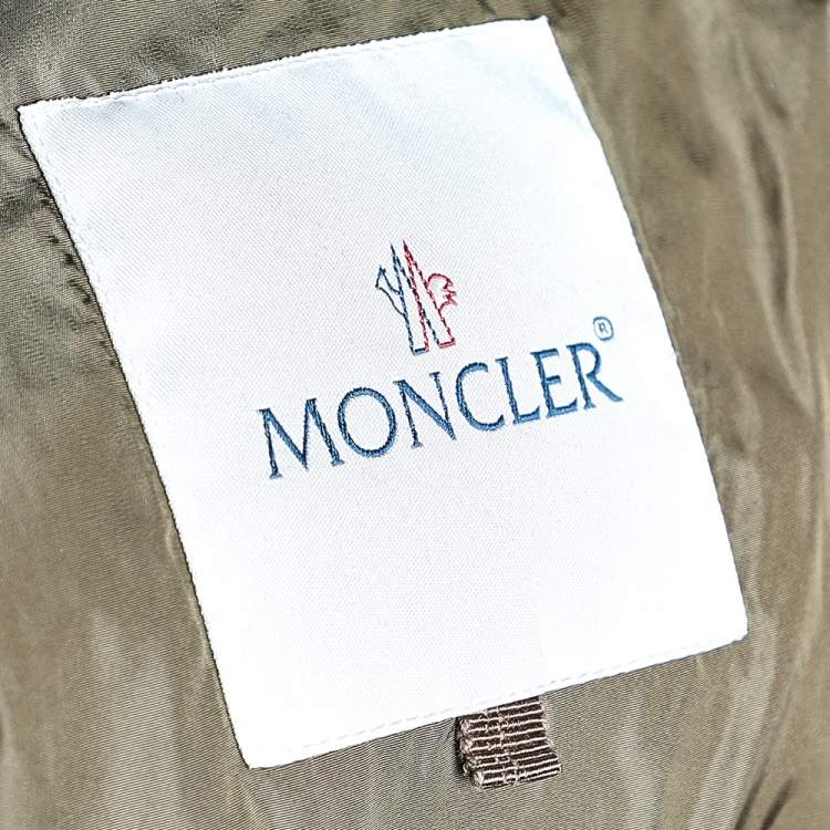 Pre Owned Moncler Khaki Down Synthetic Peplum Trim Detailed Seri Jacket S
