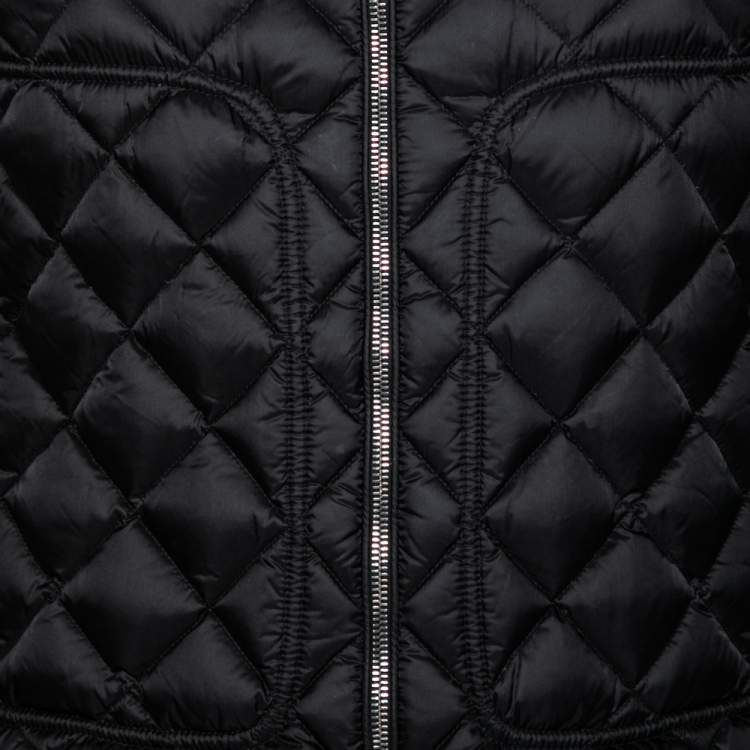 Pre Owned Moncler Black Quilted Down Synthetic Zip Front Jacket M