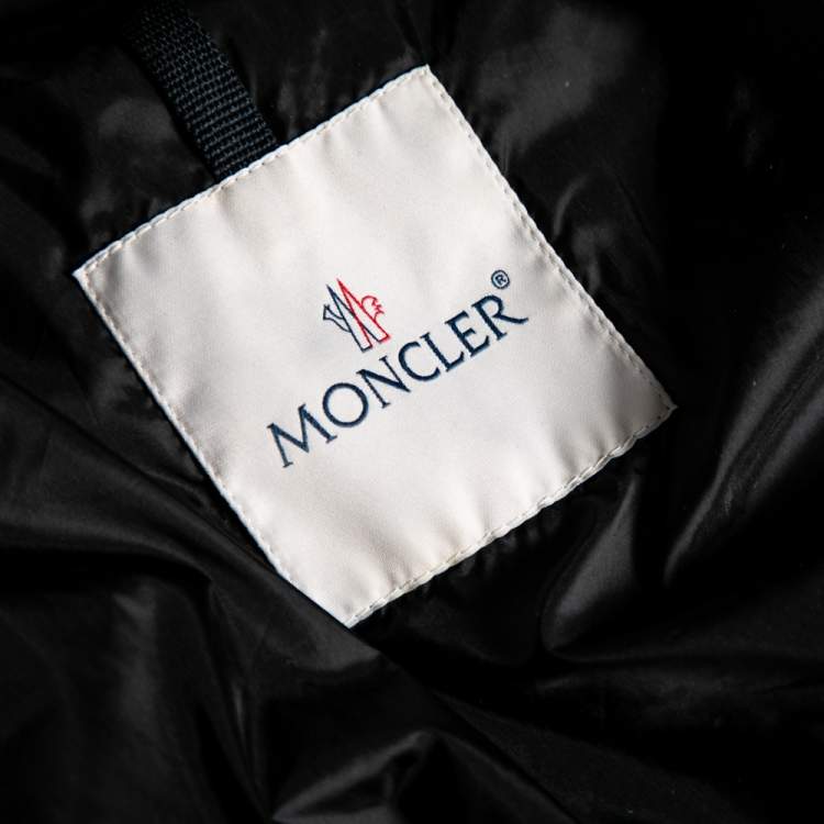 Pre Owned Moncler Black Quilted Down Synthetic Zip Front Jacket M