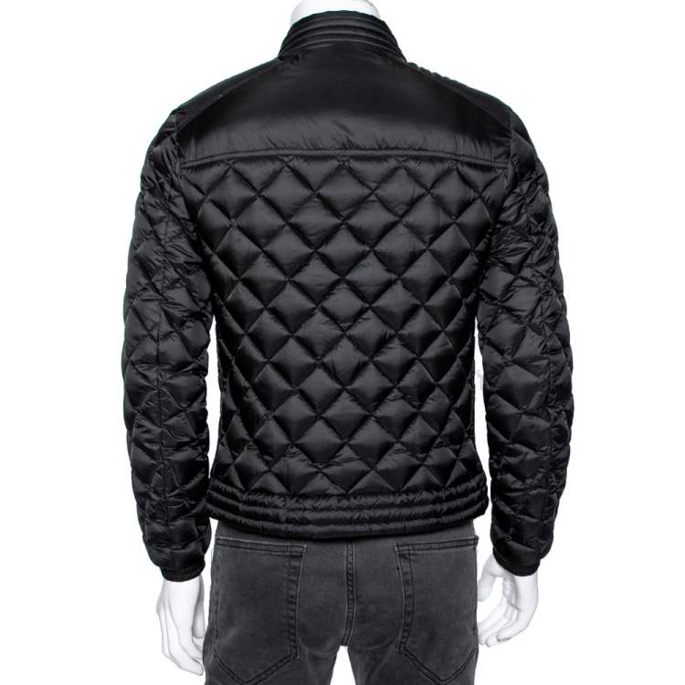 Pre Owned Moncler Black Quilted Down Synthetic Zip Front Jacket M