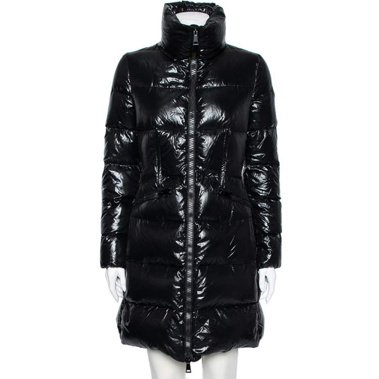 Moncler Black Down Quilted Jasminum Giubbotto Long Puffer Jacket M ...