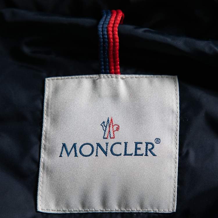 Pre Owned Moncler Navy Blue Down Synthetic Puffer Zip Front Jacket M
