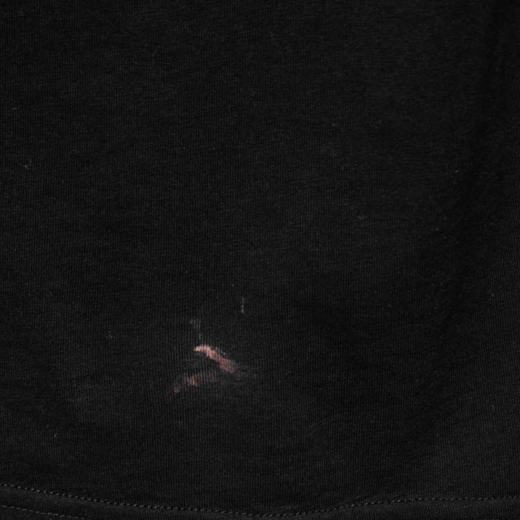 Pre Owned Moncler Black Moncler 1952 Printed Cotton Crew Neck Top S