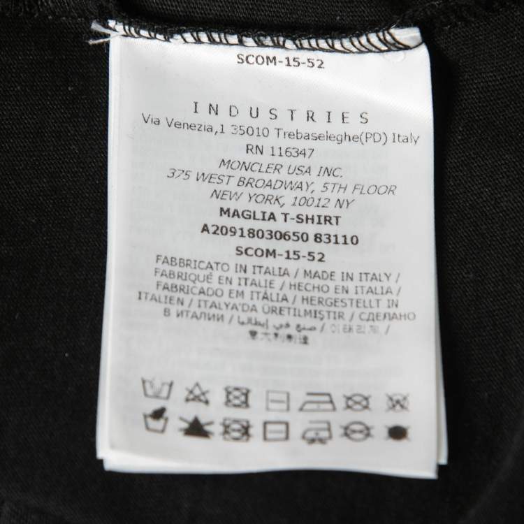 Pre Owned Moncler Black Moncler 1952 Printed Cotton Crew Neck Top S