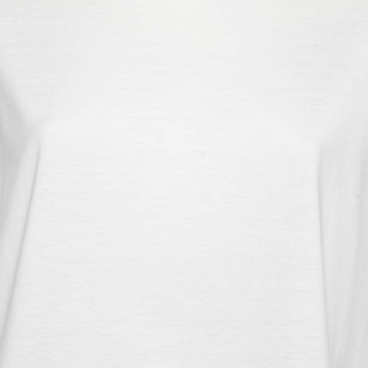 Pre Owned Moncler Off White Cotton Drawstring Detail Short Sleeve T-Shirt L