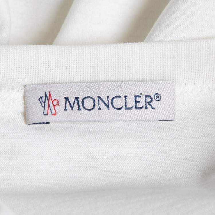 Pre Owned Moncler Off White Cotton Drawstring Detail Short Sleeve T-Shirt L