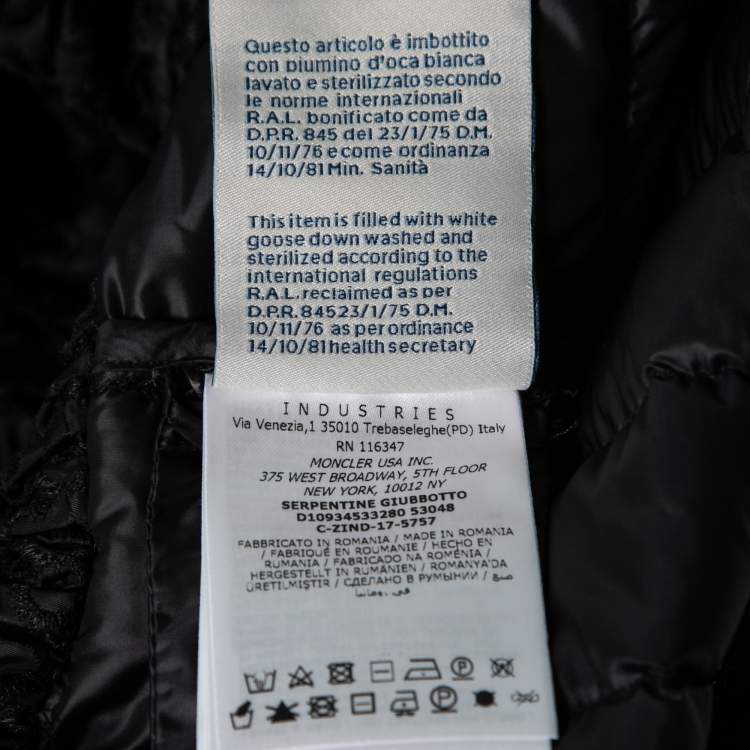 Pre Owned Moncler Black Synthetic Lace Trim Detail Down Jacket S