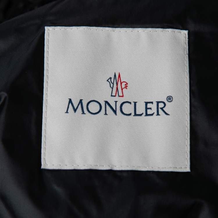 Pre Owned Moncler Black Synthetic Lace Trim Detail Down Jacket S