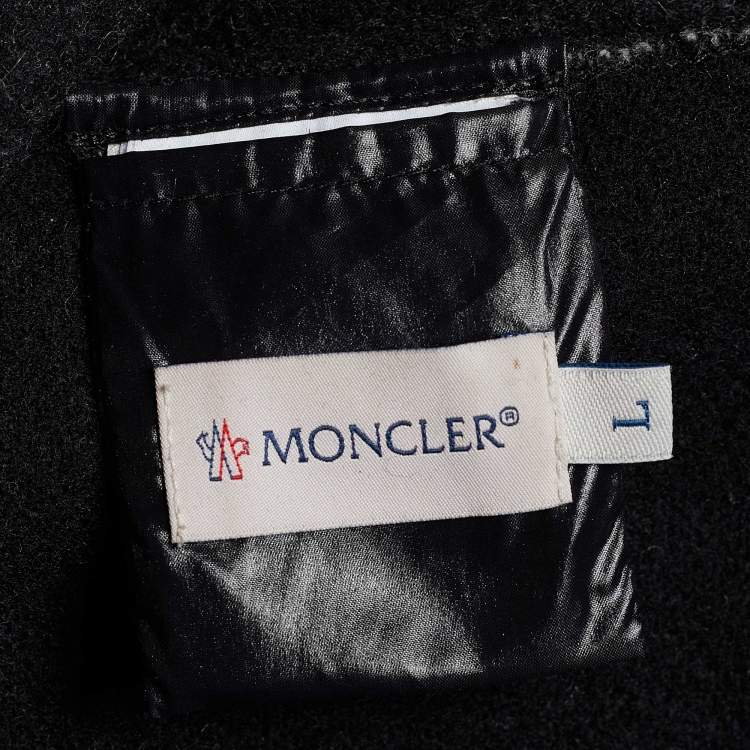 Pre Owned Moncler Black Wool & Down Quilted Mantella Poncho L