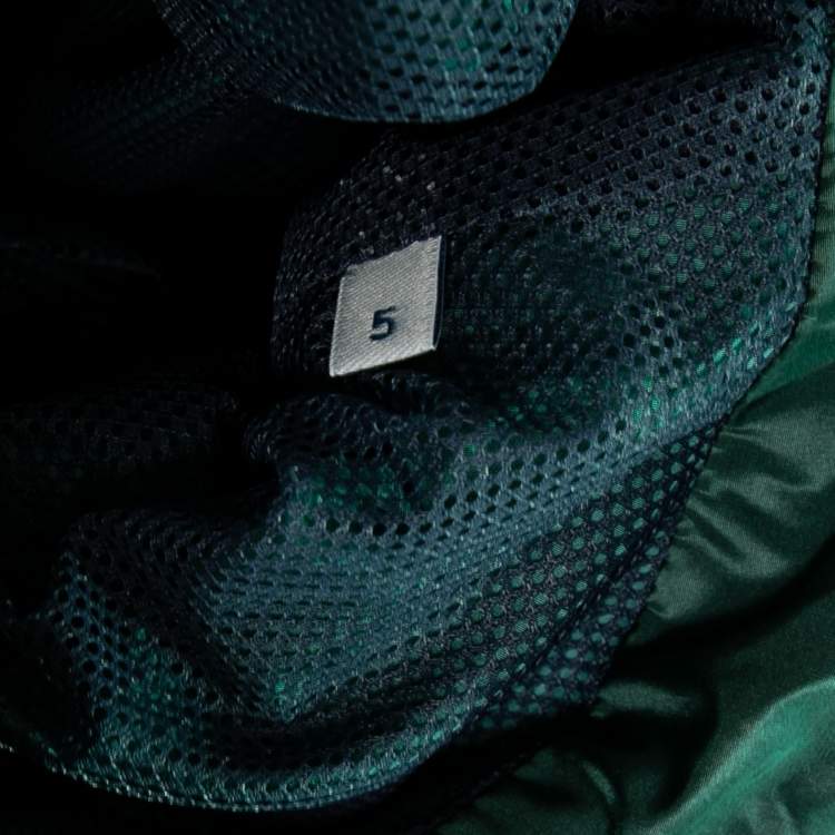 Pre Owned Moncler Dark Green Comte Floral Synthetic Zip-Front Jacket XXL  