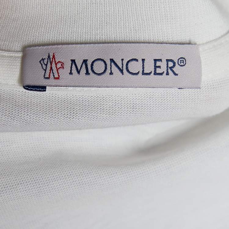 Pre Owned Moncler Ivory Jersey Crystal Logo Detail T-Shirt M