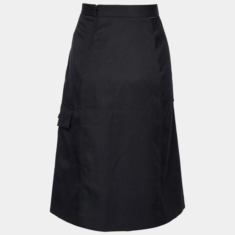 Pre Owned Moncler Black High Waist Flared Skirt M