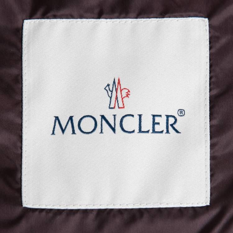 Pre Owned Moncler Burgundy Guipure Lace Overlay Down Jacket M