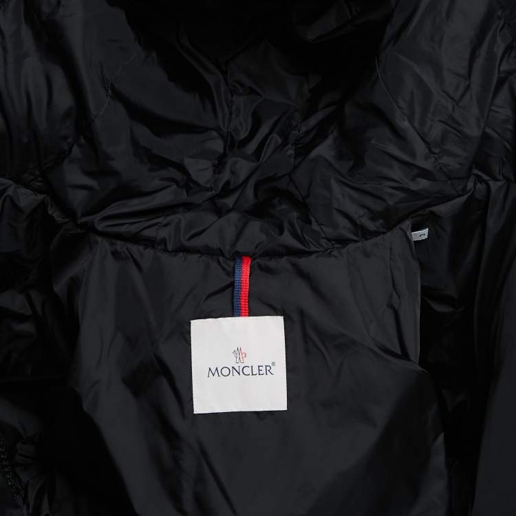 Pre Owned Moncler Black Synthetic Down Fur Trimmed Aphroti Giubbotto Jacket XL