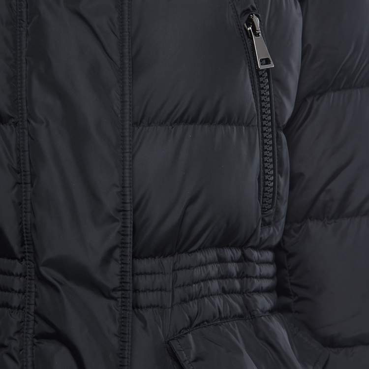Pre Owned Moncler Black Synthetic Down Fur Trimmed Aphroti Giubbotto Jacket XL