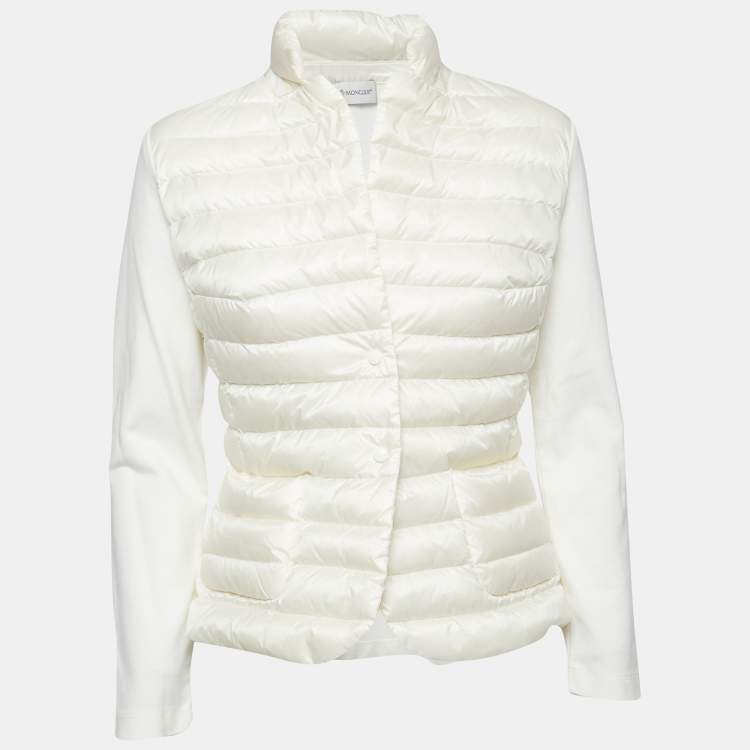 Pre Owned Moncler Cream Quilted Button Front Jacket M