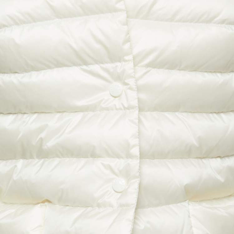 Pre Owned Moncler Cream Quilted Button Front Jacket M