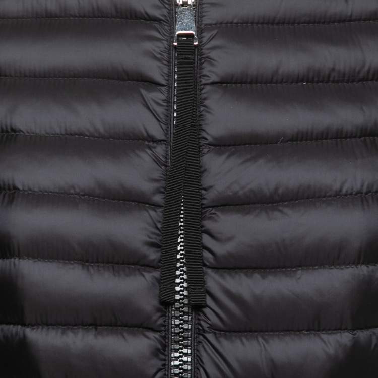 Pre Owned Moncler Black Nylon Zip-Up Quilted Jacket S